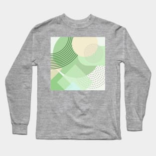 Modern Geometric Pattern Mint Sage Serene Style Long Sleeve T-Shirt